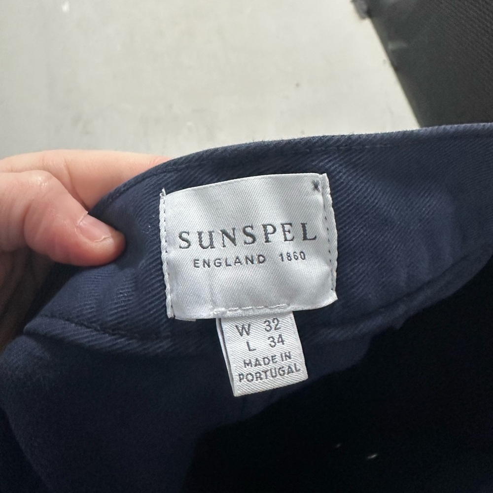 Sunspel England Chinos Pants Mens 32x34 Blue Cotton Casual Trousers Preppy - Picture 7 of 8